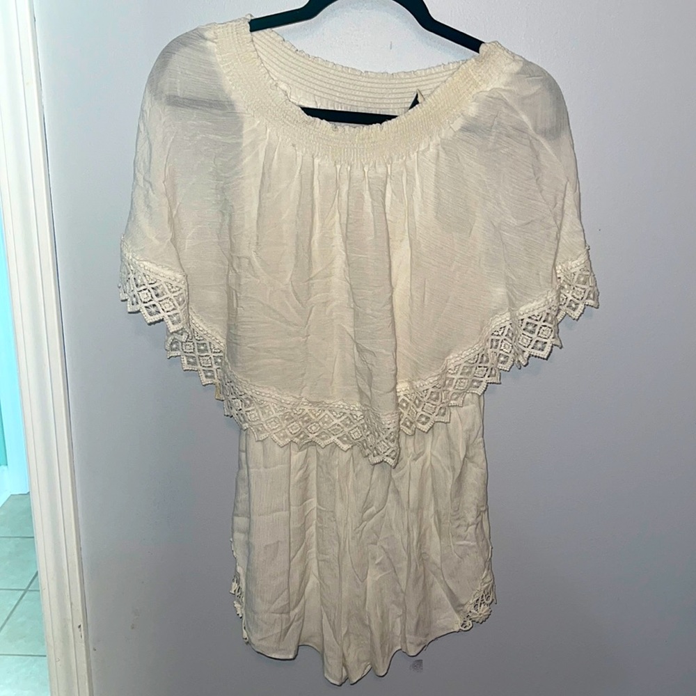 Show Me Your Mumu White Lace Trimmed Romper